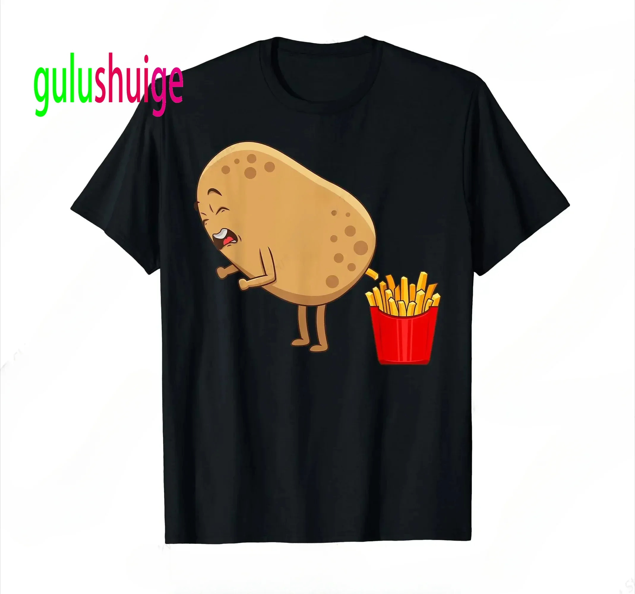Funny French Fries Design for Men and Women Potato Lovers T-shirt Fashion Harajuku Casual Street Tees Aesthetic Tops Clothes Y2k