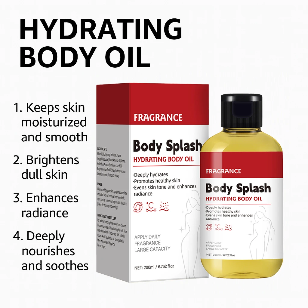 Aceite Corporal Hidratante Body Splash, Aroma Cremoso a Frutos Rojos con Notas de Vainilla, Azúcar y Cítricos, Aceite Corporal Hidratante Ligero