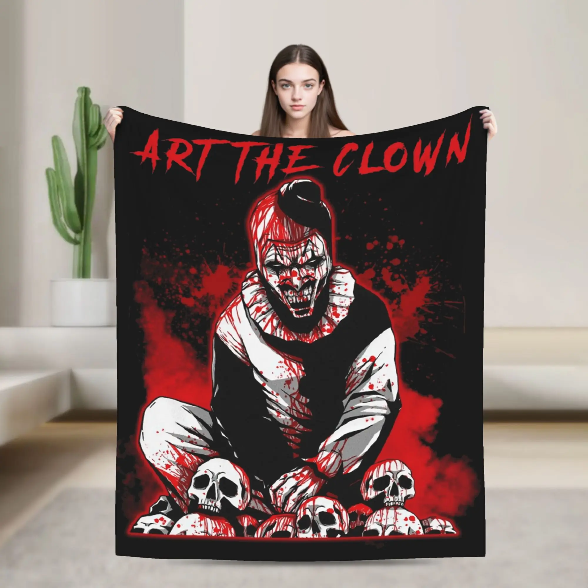 Vintage Art The Clown Terrifier Blankets Flannel Textile Decor  Breathable Lightweight Throw Blanket for Home Car Rug Piece