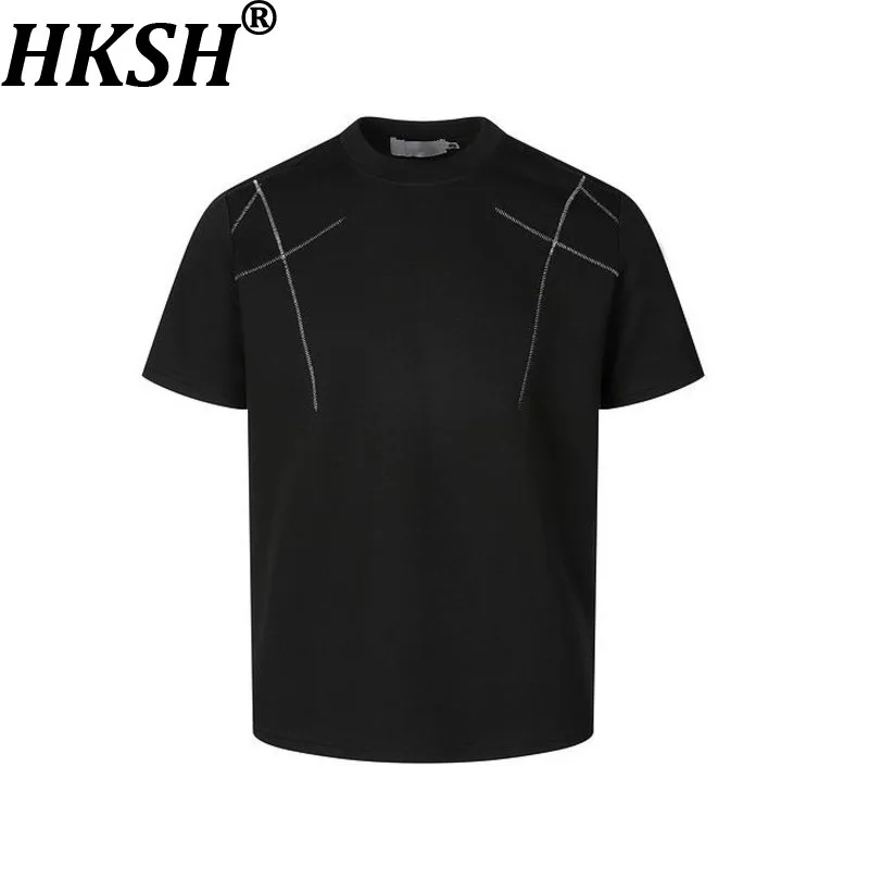 

HKSH Summer New Men Tide Elegant Retro Cross Stitch Original Design Short Sleeve T-shirt Niche Loose Chic Casual Tops Ins HK6481