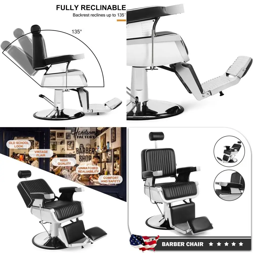 

Гидравлическое парикмахерское кресло с откидной спинкой для салонов и парикмахерских - черное (модель SN1)