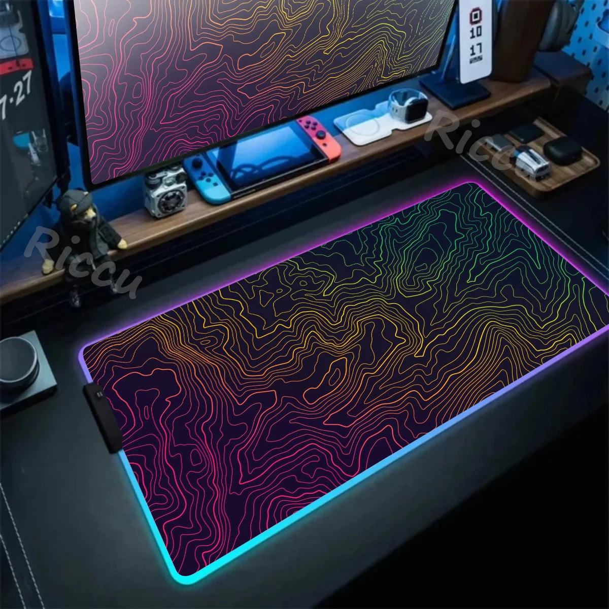 RGB Strata Liquid Colorful glow LED Light mat Lighting Mousepad machinery keyboard Accessories Tablemat kawaii dark mouse pad