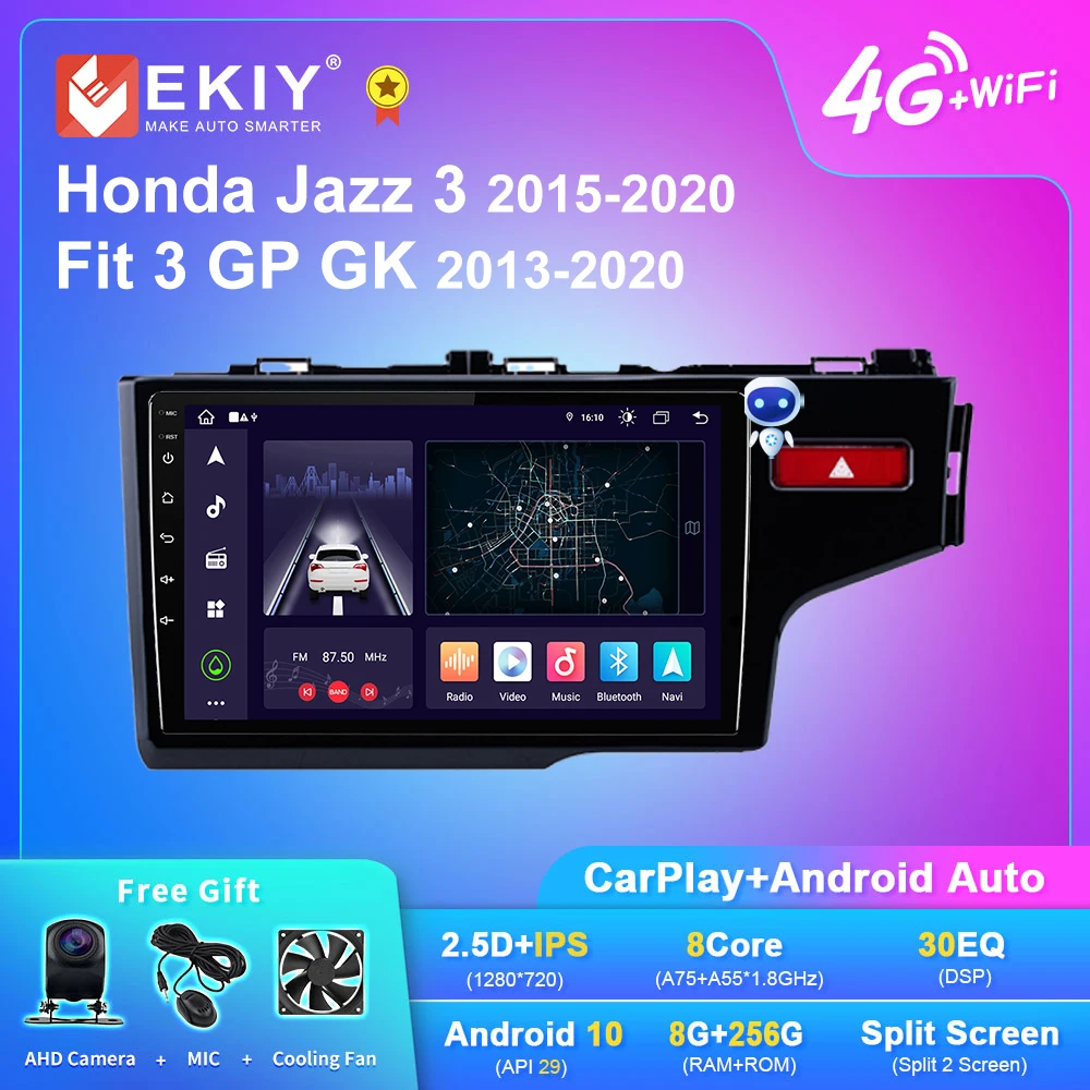 

EKIY X7 Car Radio For Honda Jazz 3 2015-2020 Fit 3 GP GK 2013-2020 Navi GPS 1280*720 Carplay Multimedia Player Auto Stereo DVD