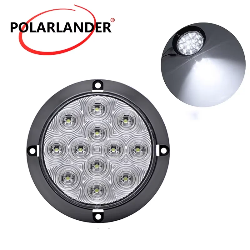 

2pcs 12V Round 12led Lights White Lights Waterproof Car Brake Light High and Low Brightness Adjustable Brake Lights