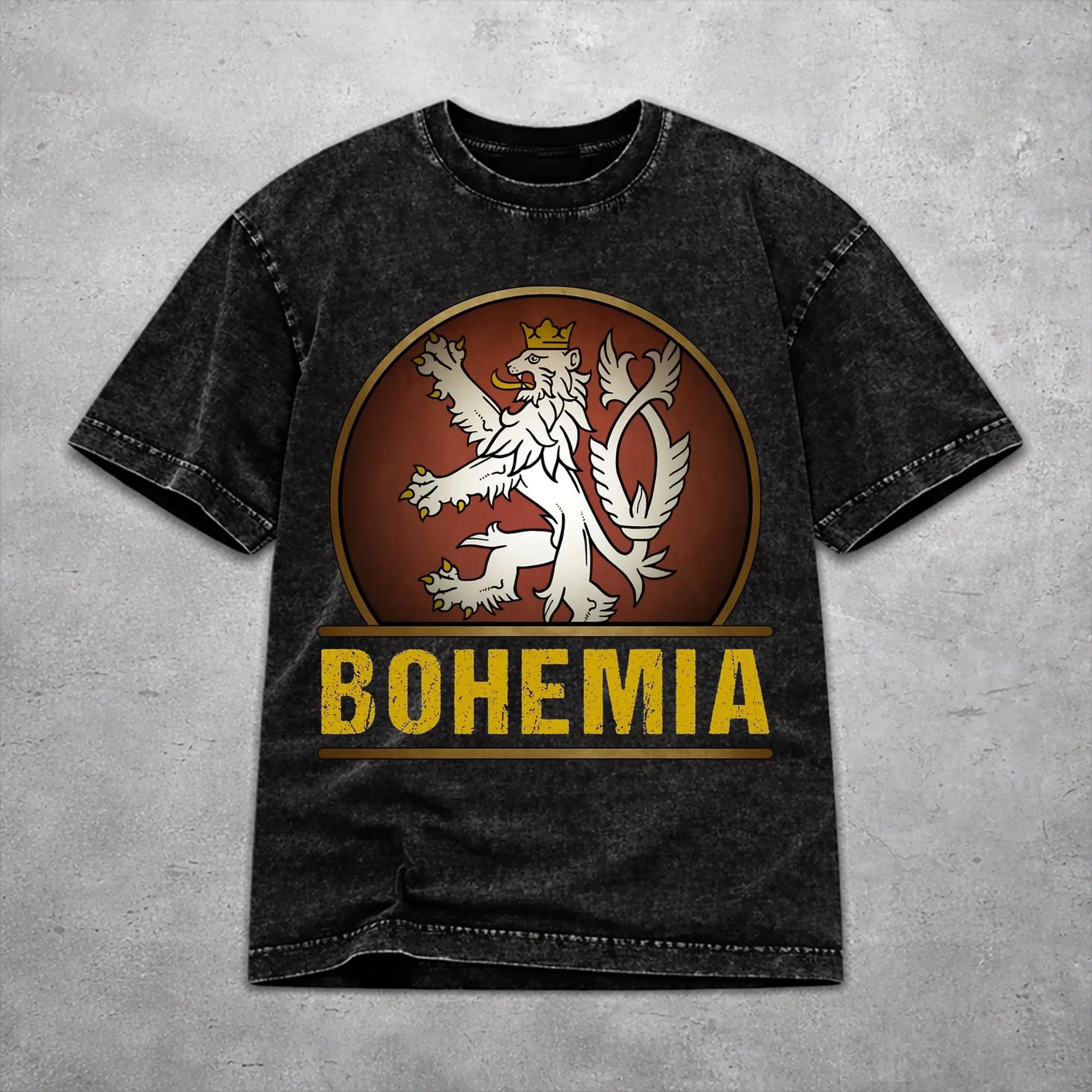 Czech Republic Coat of Arms Washed T Shirt Novelty Harajuku Men Women  Oversize T-Shirts Short Sleeve