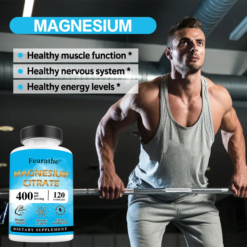 Magnesium Citrate 400 Mg - Stress Relief, Relaxing Sleep, Supports Nerve and Muscle Function, Heart Health* Non-GMO