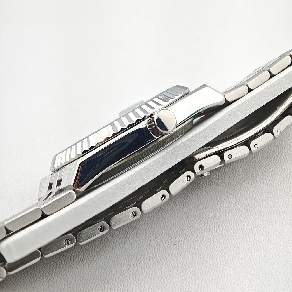 High Quality Men's NH35 Watch Silver Case 39.5mm Case Sapphire Movement Full-body Mirror 33.8mm Dial Part for Watch Repair