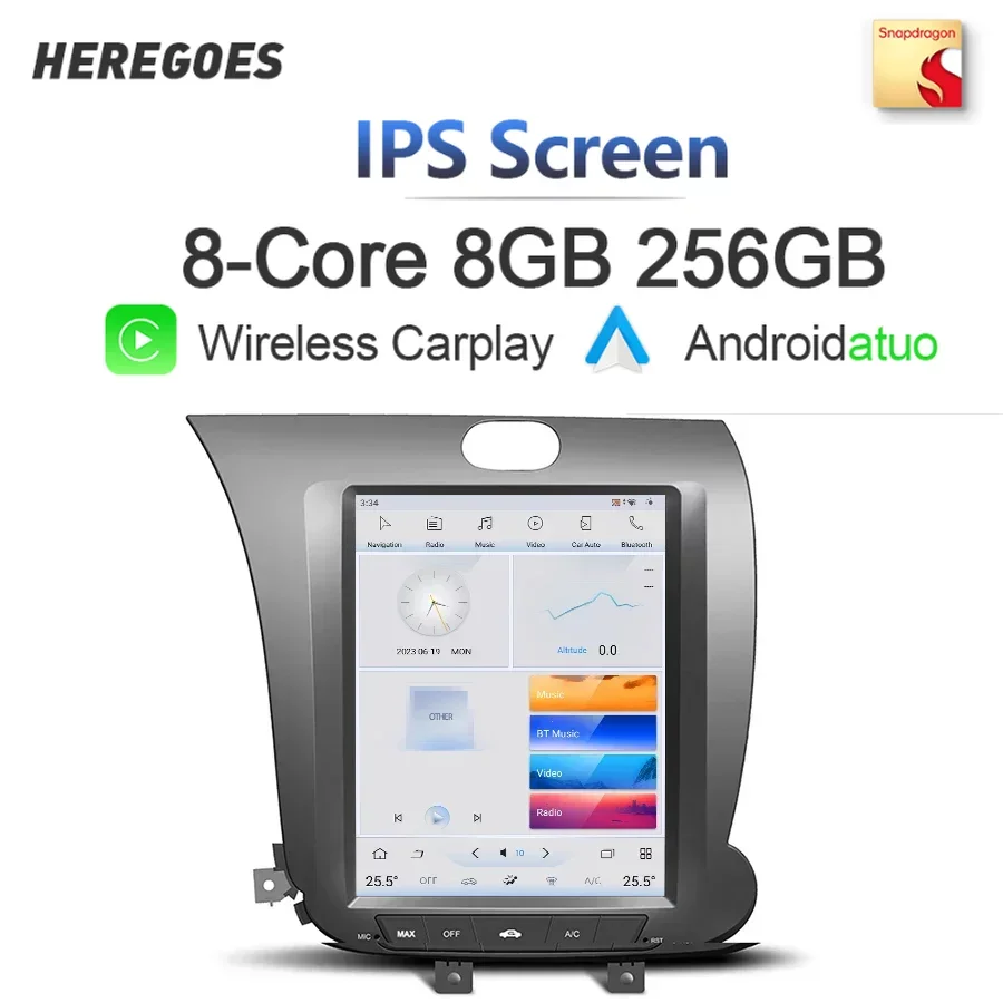

Tesla Style Qualcomm Auto Android автомобильный проигрыватель с радио и GPS Carplay autoradio 8 + 256G Bluetooth Wifi для kia Cerato K3 Forte 2013-2017