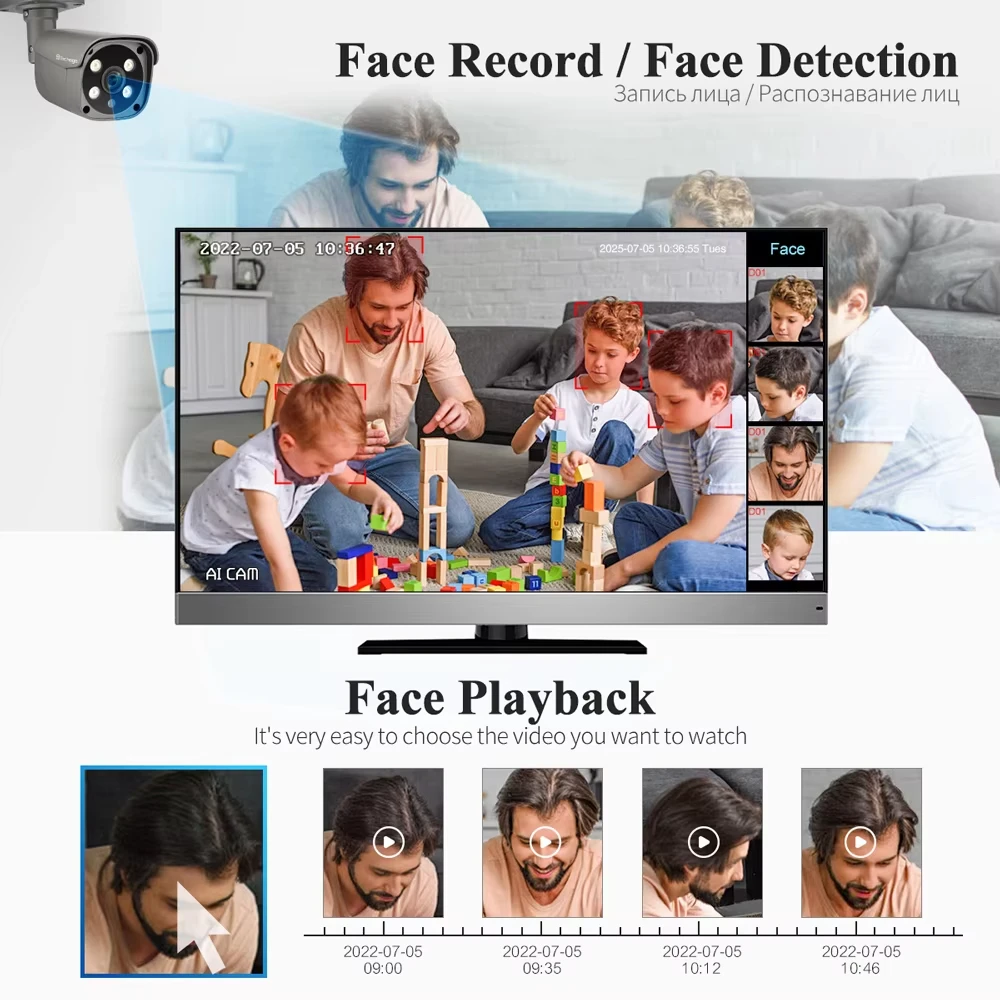 Techage 8MP 5MP H.265 8CH POE IP Camera System Night Vision Human Detection POE Camera Outdoor Security Surveillance NVR Kit