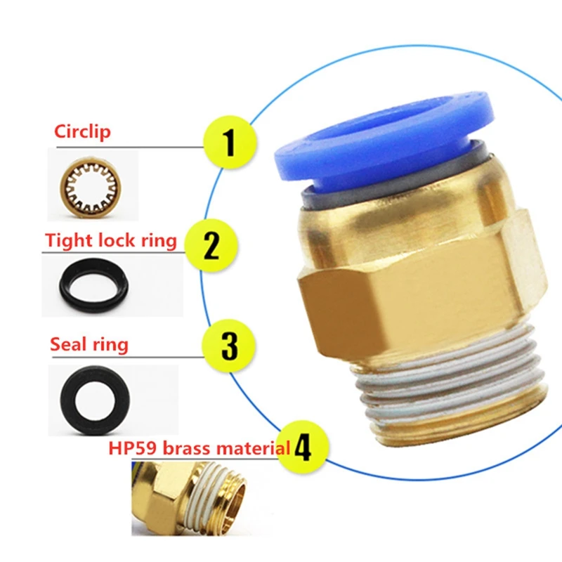 Hot PC Pneumatic Air 10Mm 8Mm 12Mm 6Mm 4Mm Hose 1/4In BSP 1/2In 1/8In 3/8In Male Thread Air Nipple Quick Coupling