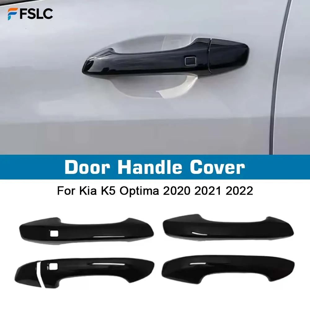 

⭐Genuine⭐ Upgrade Gloss Black Exterior Door Handle Covers Trims For Kia K5 Optima 2020 2021 2022 with Smart Key Hole Accessories