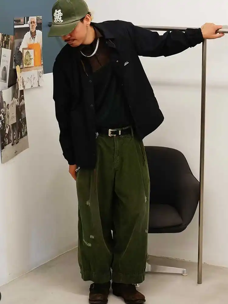 مجموعة 24AW Abe Run متوفرة بلونين، سراويل مخملية فضفاضة عصرية للرجال والنساء