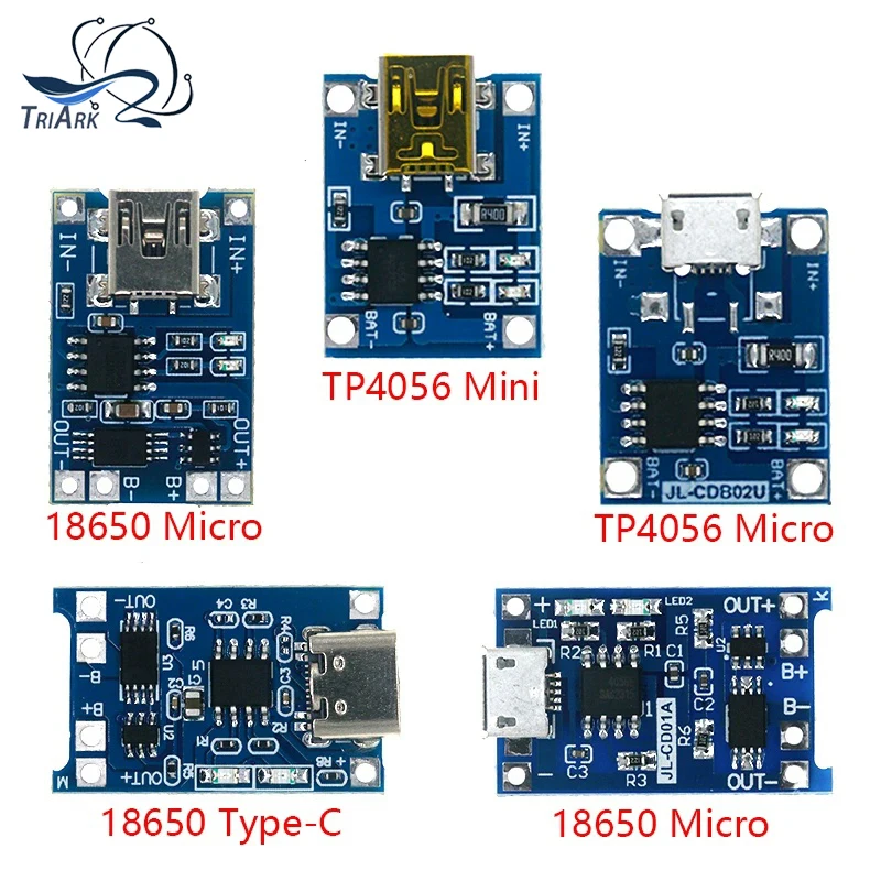 10/50pcs TP4056 5V 1A Micro USB 18650 Type-c Lithium Battery Charging Board Charger Module+Protection Dual Functions For 18650