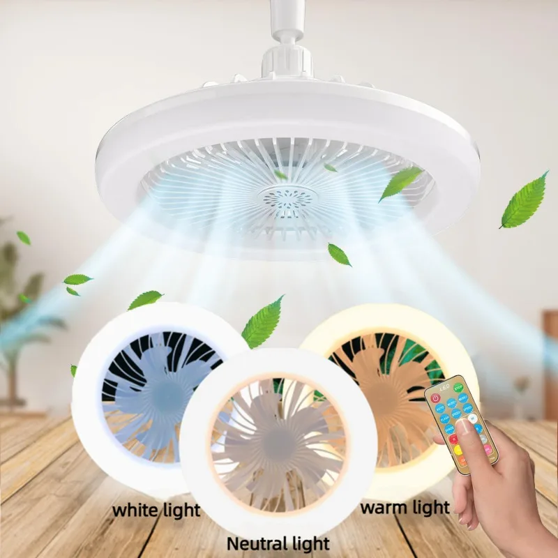 

3in1 Ceiling Fan Lamp with Smart Remote Control E27 Converter Base LED Light for Living Room Bedroom Lighting Miflame