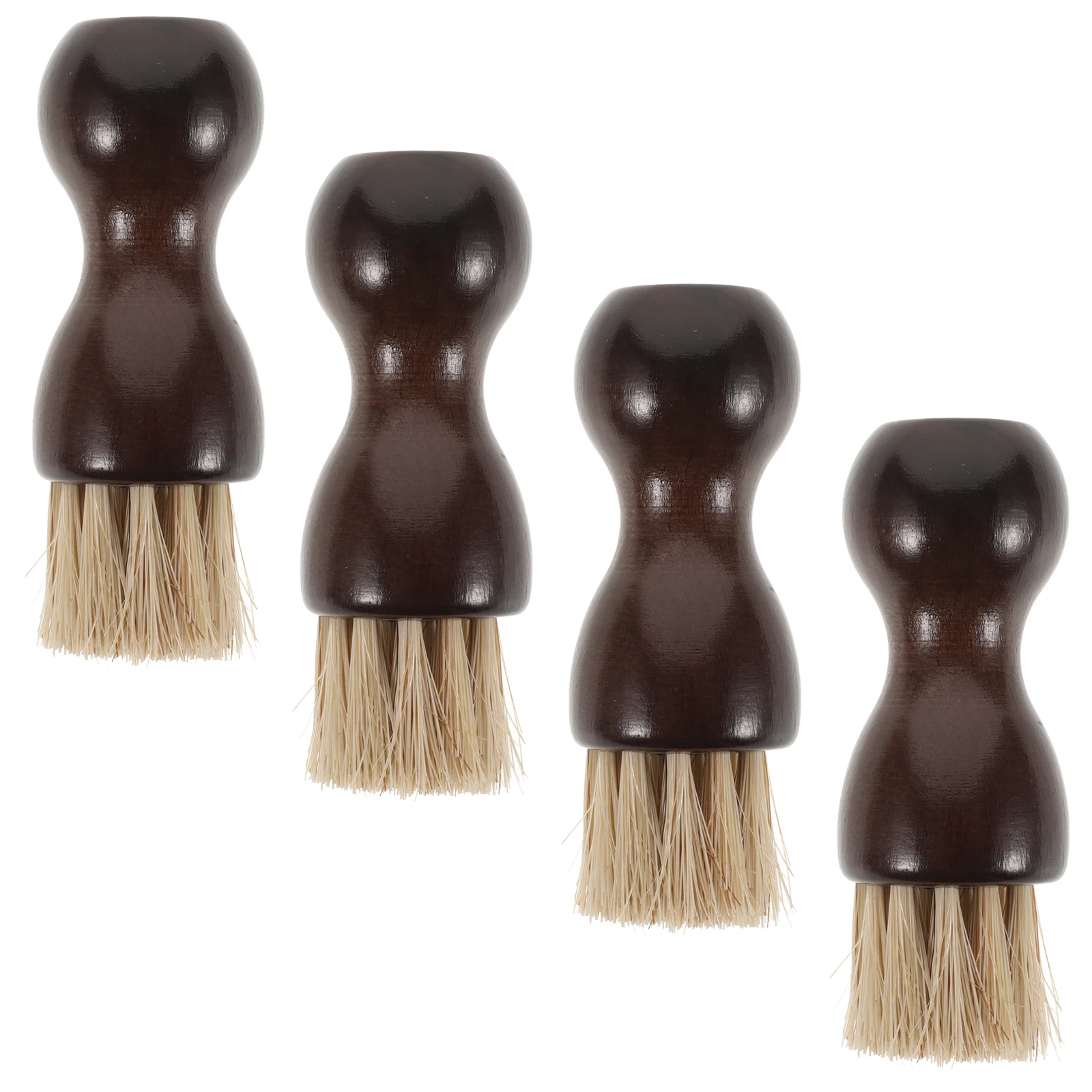 

4 Pcs Horse Hair Brushing Tools for Shoes Boot Polish Brushes Small Suede Multifunctional Clean Solid Wood Household Cleaning