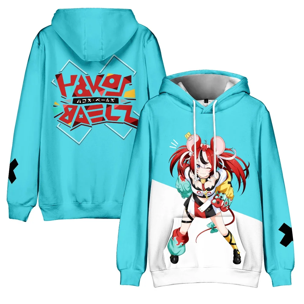 Hakos Baelz VTuber Anime Hoodie Long Sleeve Man Adult Sweatshirt Harajuku Streetwear Promo 2024 New Japanese Manga 3D Clothes