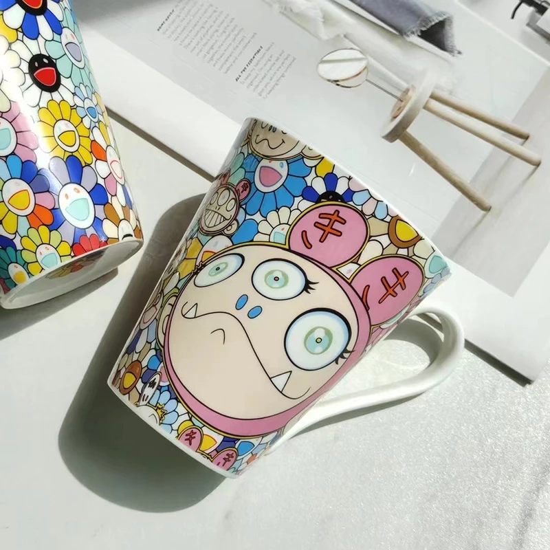 Smile Flower Ceramic Bowl Plate, Mug with Handle, Cute Funny Element, Famous Cartoon Decoration Present Available, Multi Sizes