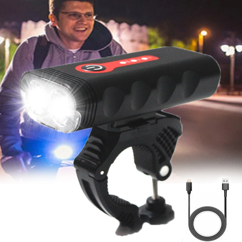 Outdoor LED Bicycle Light 5 Modes  Riding Headlight USB Rechargeable Built-in Battery Bicycle Front Lamp Flashlight