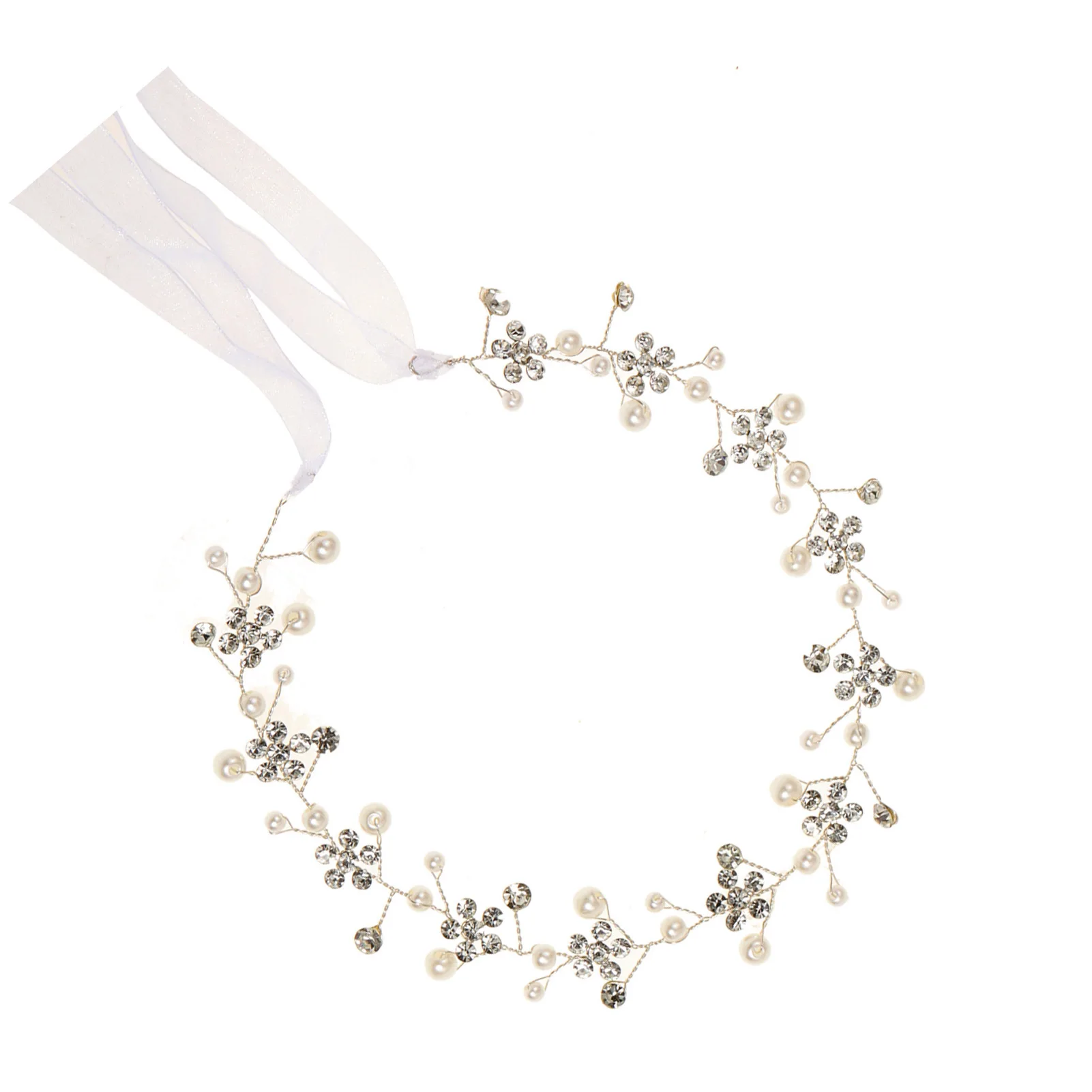 

Elegant Pearl Women Hairband Sweet Lace-up Hairband with Soft Chain for Outdoor School Performances