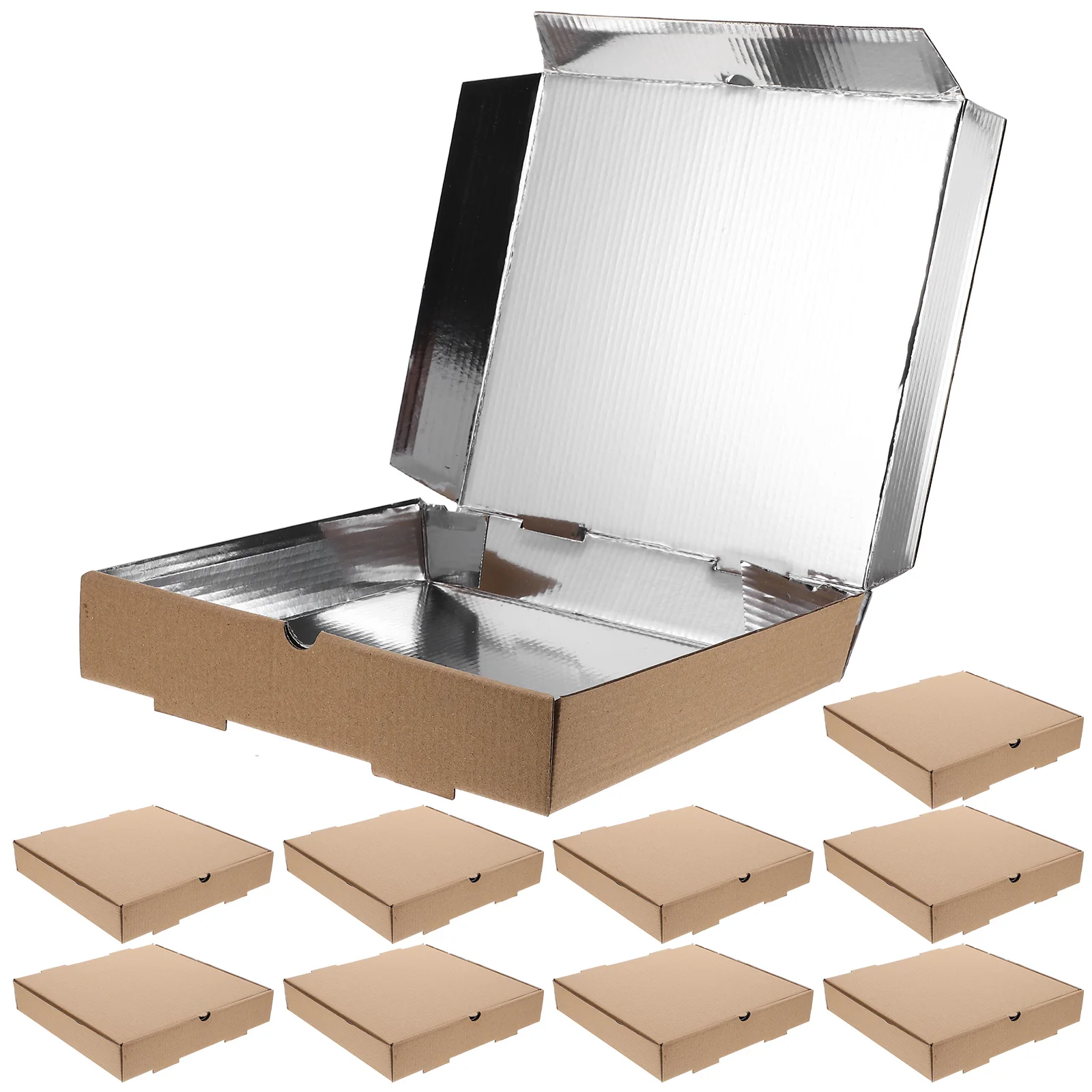 

10 Pcs Pizza Insulated Box Slice Storage Container Plates Refrigerator Containers Boxes of Cardboard Light Brown Mini