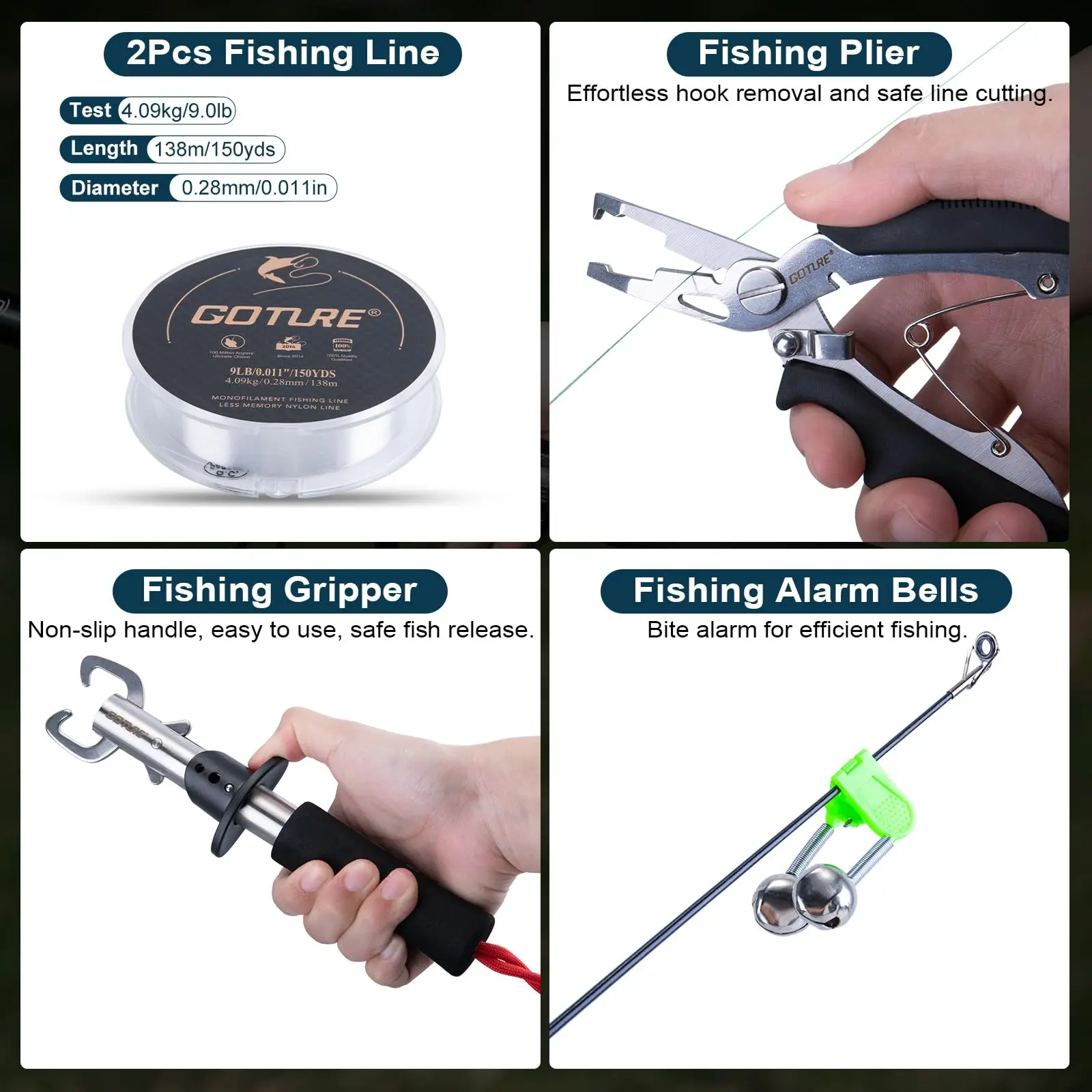 Goture Telescopic Fishing Rod and Reel Combo,Spinning Reel, Carbon Fiber Travel Fishing Pole Kit with Carrier Bag and Lure Set view 5