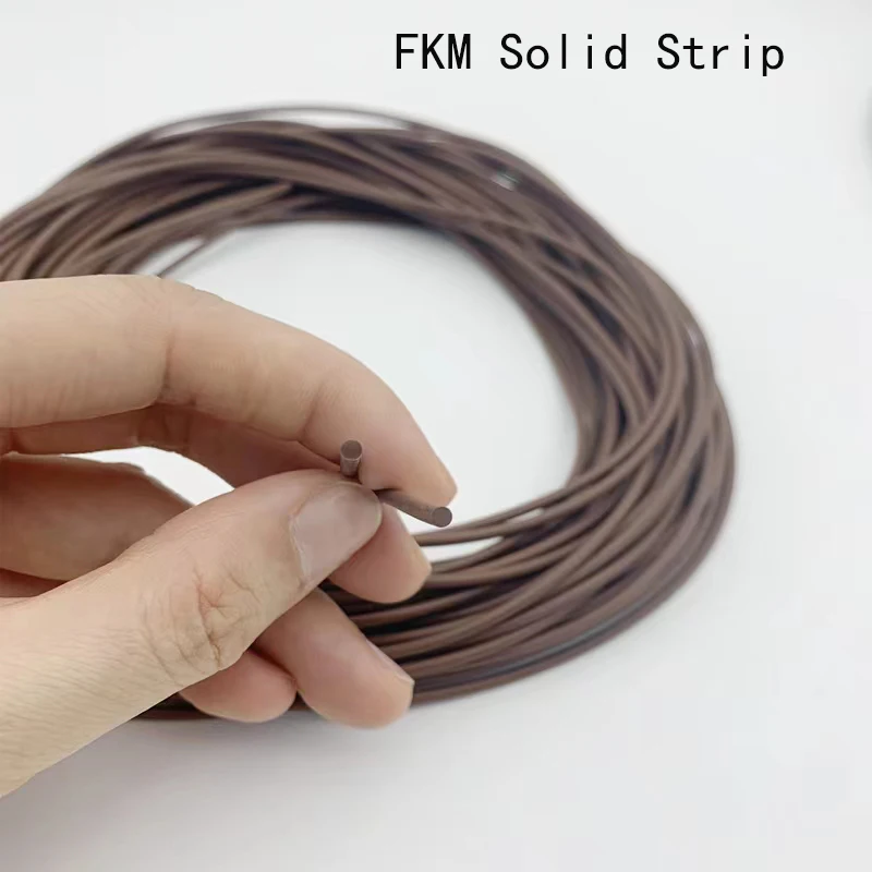 2M Brown Fluorine Rubber Solid Strip FKM O-Ring Fluororubber Round Strips Dia2 -8mm Not Foaming Viton Bar Sealing Strip