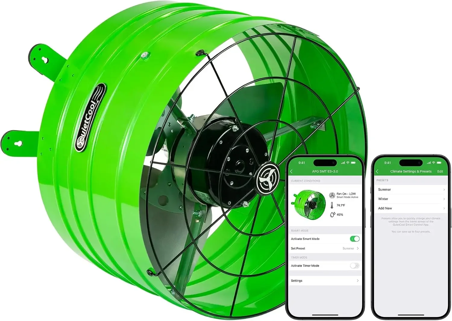 Smart Gable Vent Attic Fan Three Speed Thermostat Humidistat App Control 2801 CFM Low Watt Plug Play