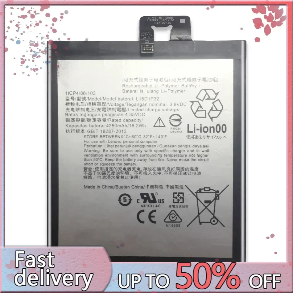 L15D1P32 Replacement Battery For Lenovo Tab3 8 Plus 8Plus TB-8703F 8703N 8703X 8703 PB1-750N Batteries Bateria 4250mAh