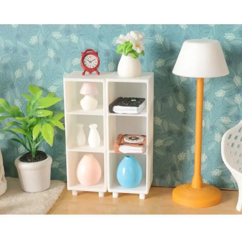 【F】1Pcs 1:12 Dollhouse Miniature Bookshelf Bookcase Model Simulation Storage Cabinet Locker Ornament Furniture Decor Toy