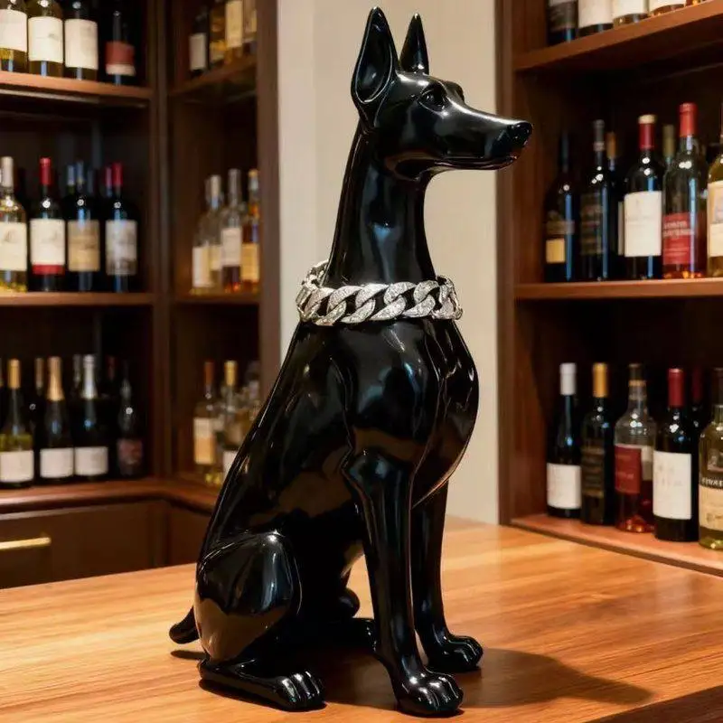 Doberman Dog Sculpture Resin Figurine Nordic Living Room TV Cabinet Wine Cabinet Desk Decoration Home Accessories Animal Statue