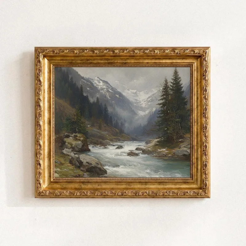 Vintage European Landscape Coastal Cliffs Alpine Valley Moody Scenery Poster Canvas Painting Wall Art Pictures Home Decor
