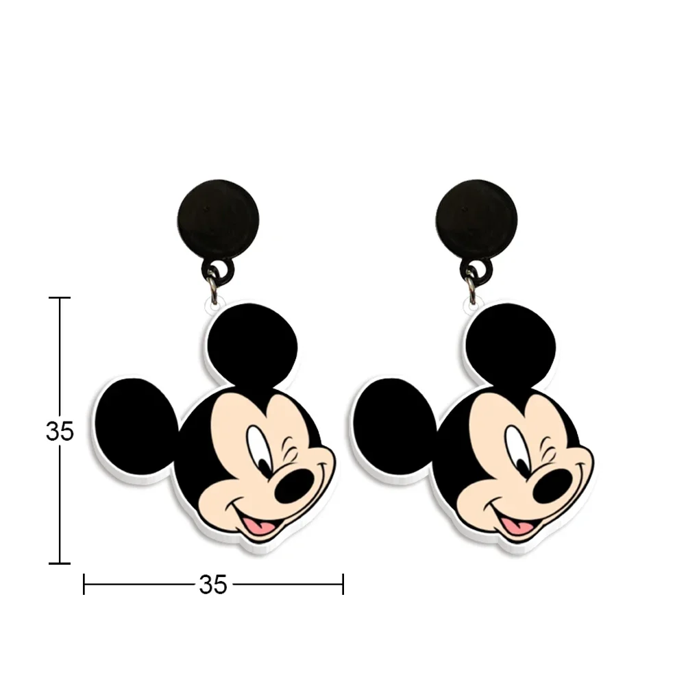 عيد الحب ديزني ميكي ماوس الاكريليك الأسود انخفاض الأقراط الراتنج الايبوكسي اليدوية مجوهرات للنساء