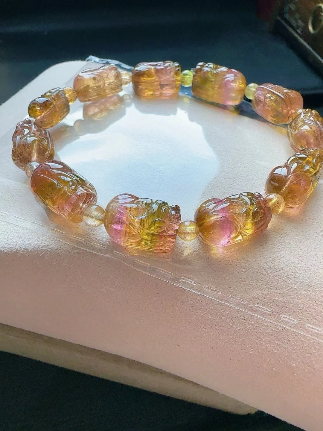 

Natural Yellow Red Tourmaline Beads Pi Xiu Bracelet 15.8/9.4/9mm Pendant Clear Beads Watermelon Tourmaline Women Jewelry AAAAAAA