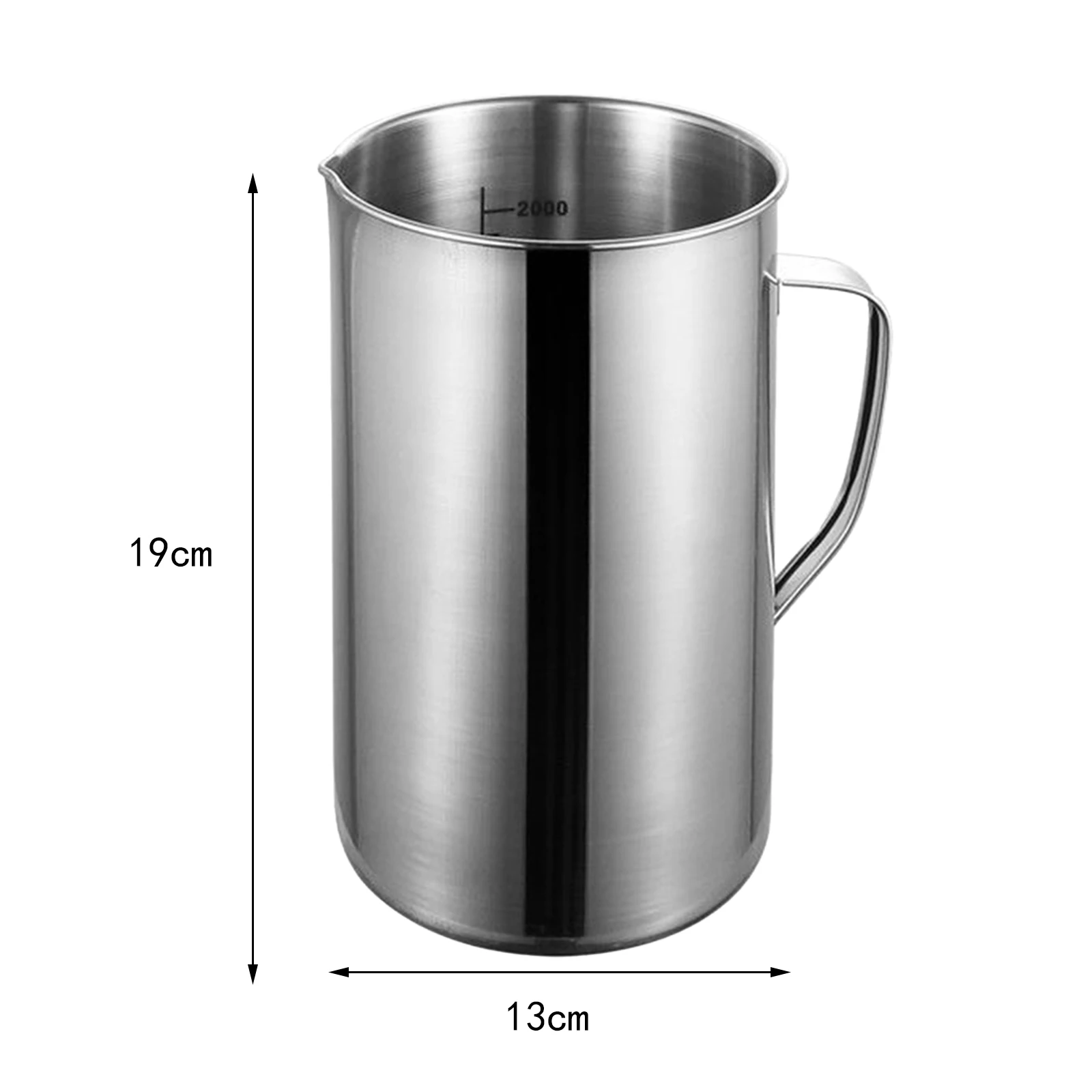 2L Steel Measuring Cup for Restaurant Bar Party Pitcher Kitchen Tools Stainless Steel Reusable Multipurpose Espresso Pouring Cup