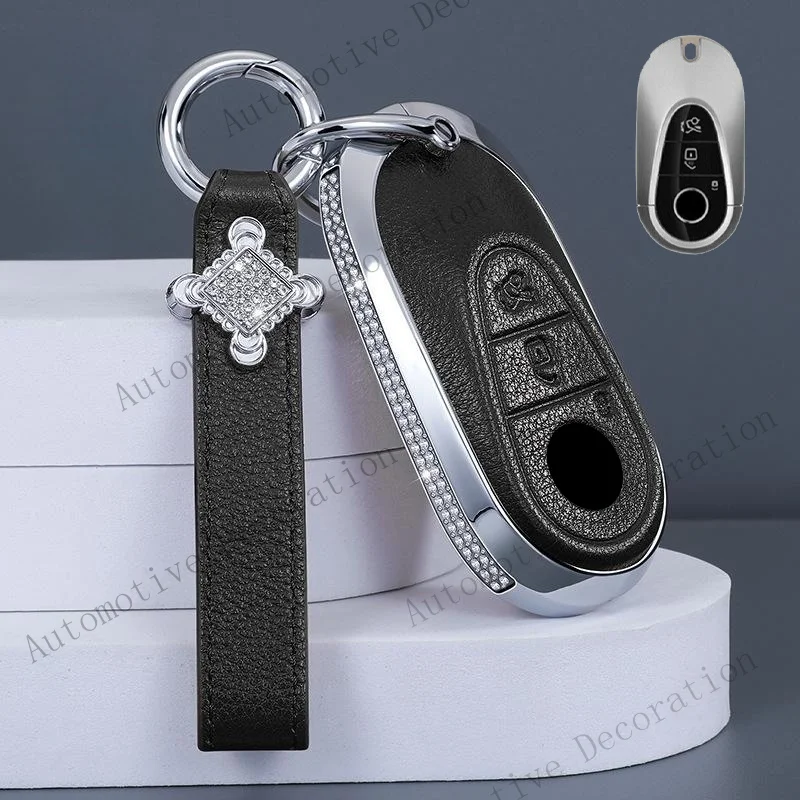 Z+ Diamond Leather Car Key Case Cover For Mercedes Benz C E S Class W223 W206 S350L