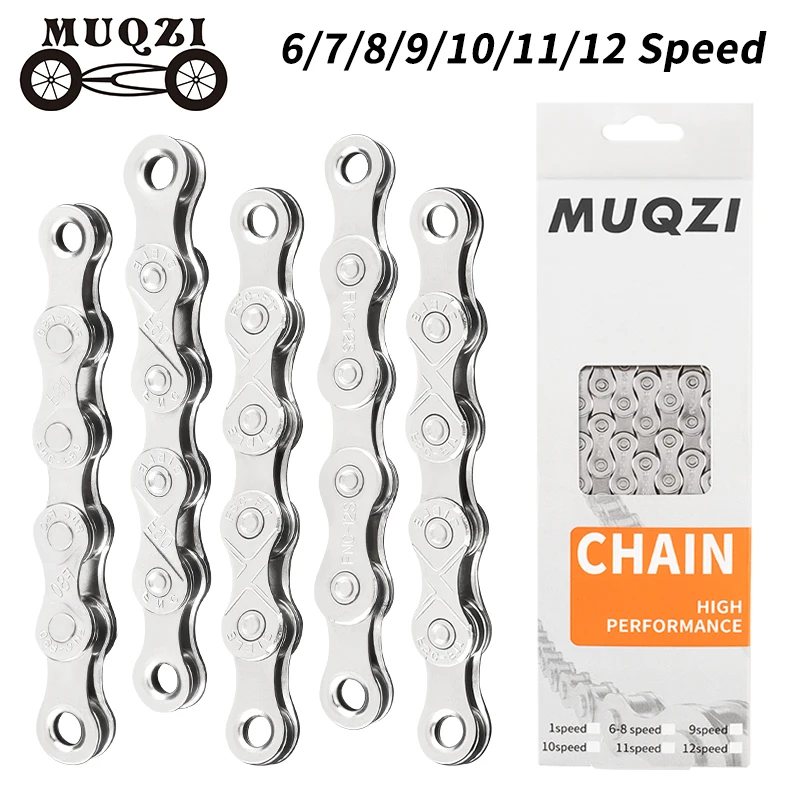 MUQZI Bike Chain 8 9 10 11 12 Speed 116 126 Links Bicycle Chain 1/2 x 11/128 Inch 1/2 x 3/32 Inch