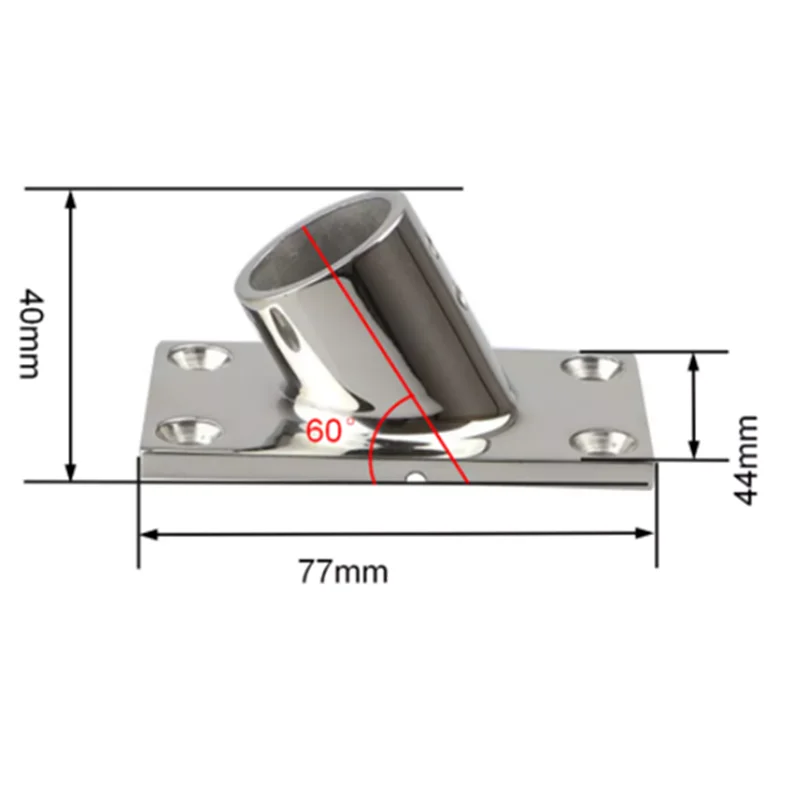 ISURE-riel de mano para barco, accesorio de acero inoxidable 316, 30/45/60 grados, Base Rectangular Stanchion para tubería de 7/8 ", 23mm de diámetro