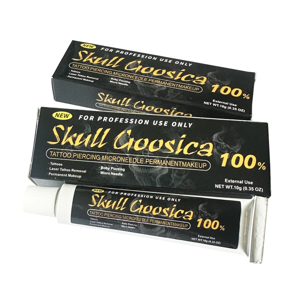 

Newest 100% SKULL Goosica Tattoo Cream Before Permanent Makeup Microblading Piercing Eyebrow Lips Liner Tattoo Accessories 10g