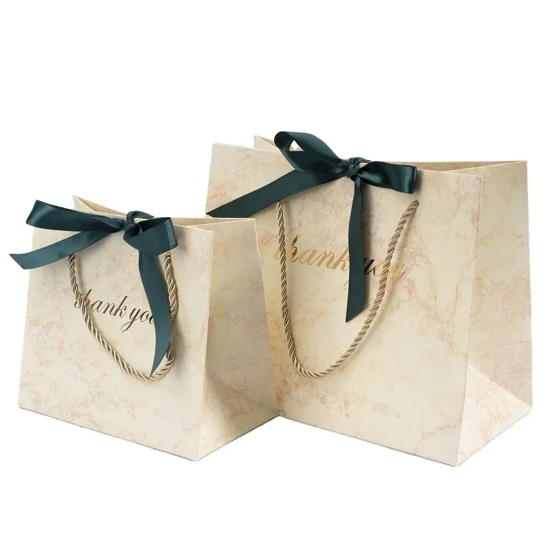 New Grey Marble Gift Bags with Handles for Party Baby Shower Paper Chocolate Boxes Package Wedding Favours Candy Box Packaging