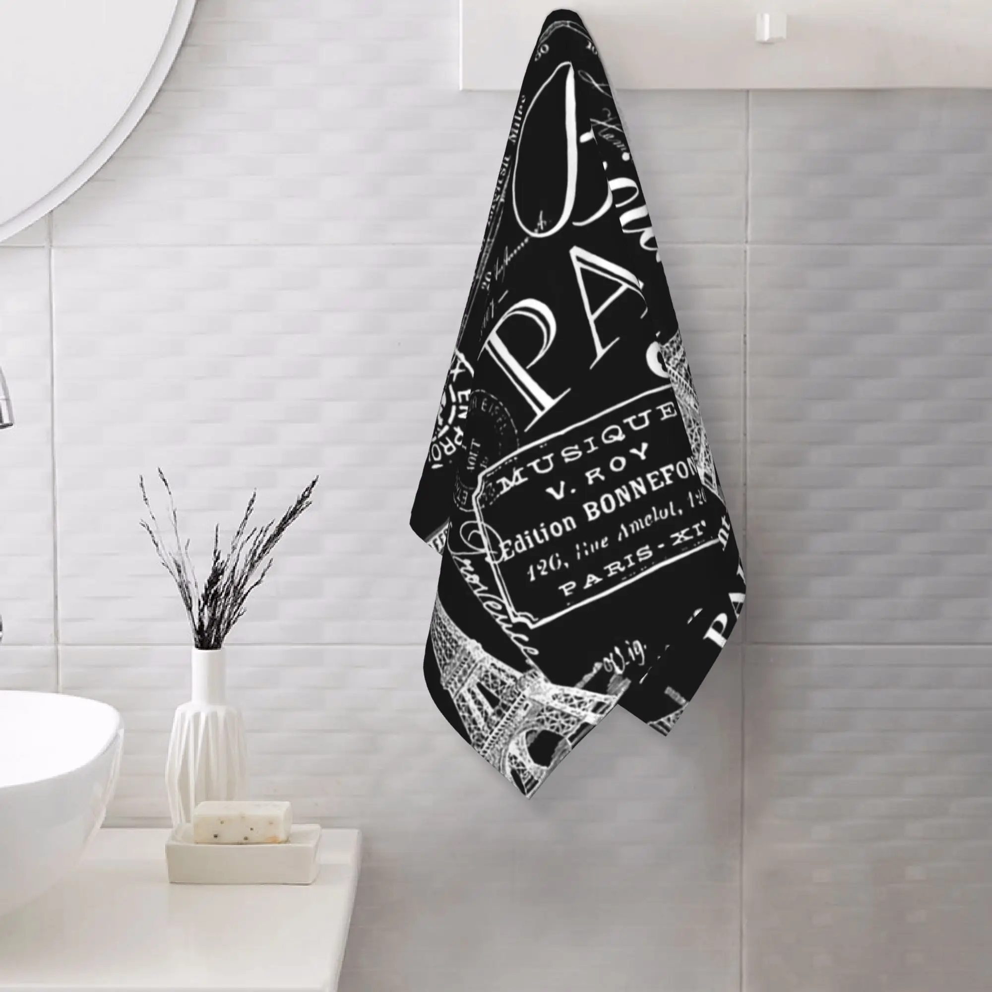 Custom Vintage Paris French Lifestyle With Eiffel Tower Soft Face Towel Quick Dry Pool Bath Cotton Towels Breathable