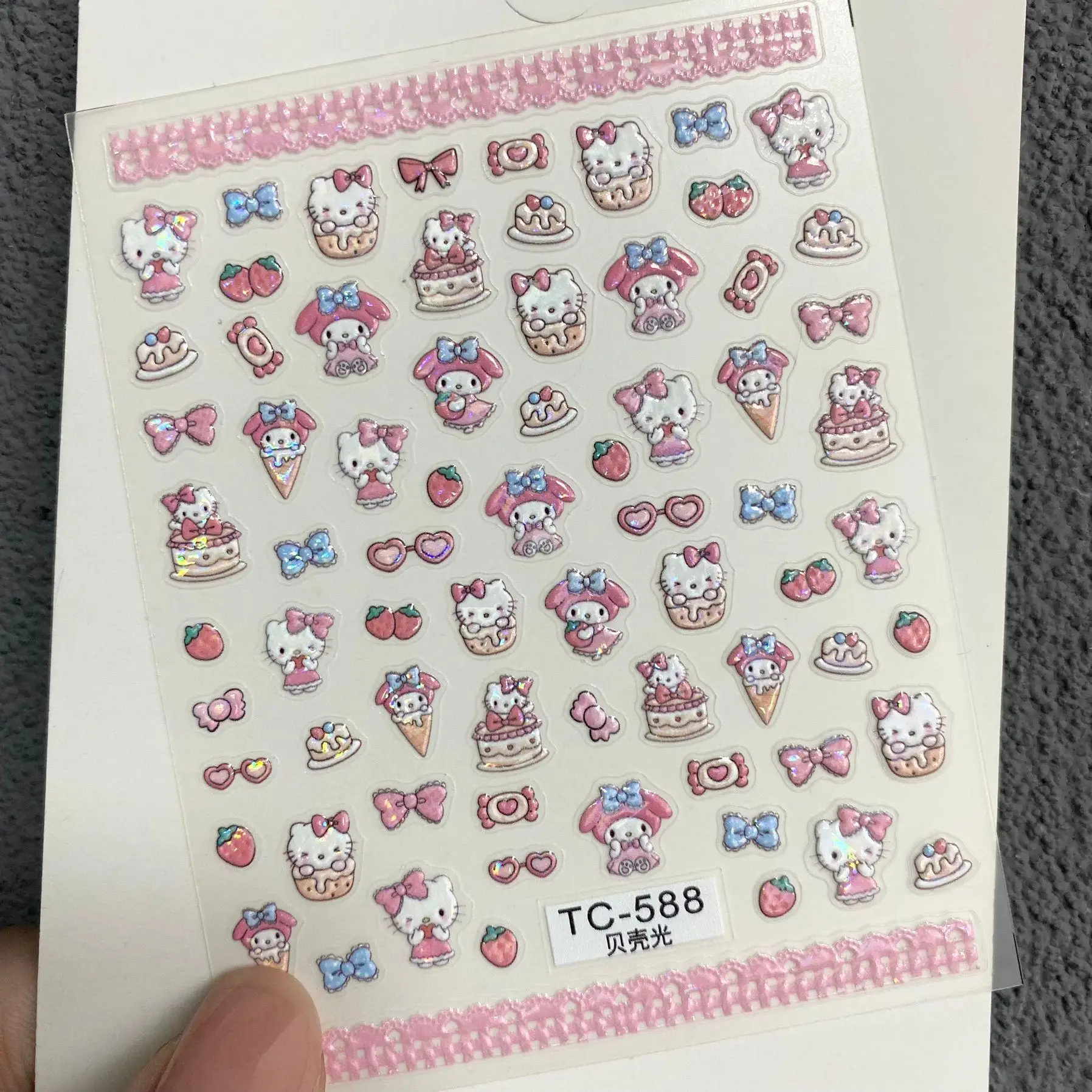 

Sanrio новые наклейки для ногтей с героями мультфильмов Kuromi, милые наклейки «Hello Kitty» для ногтей, аниме, мелодия, украшение для дизайна ногтей, наклейка