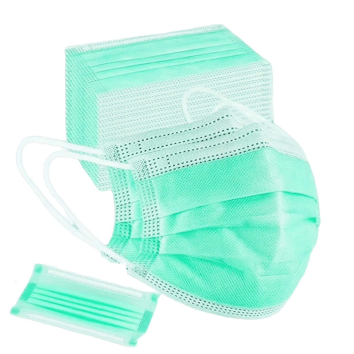 200 قطعة من الأقنعة الواقية للاستعمال مرة واحدة باللون الأخضر النعناعي - 3 طبقات سميكة ومسامية ومريحة، حلقات أذن قابلة للتعديل ووسادات أنف مناسبة بشكل ساخن للاستخدام المنزلي، يمكن شراؤها بكميات كبيرة، لكل #4