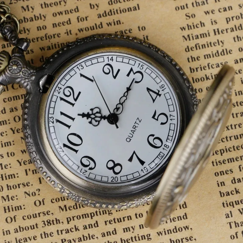 Montre de poche à Quartz pour hommes et femmes, Vintage, éléphant en relief, squelette arabe, cadran numérique, Steampunk, collier, pendentif de synchronisation, cadeaux