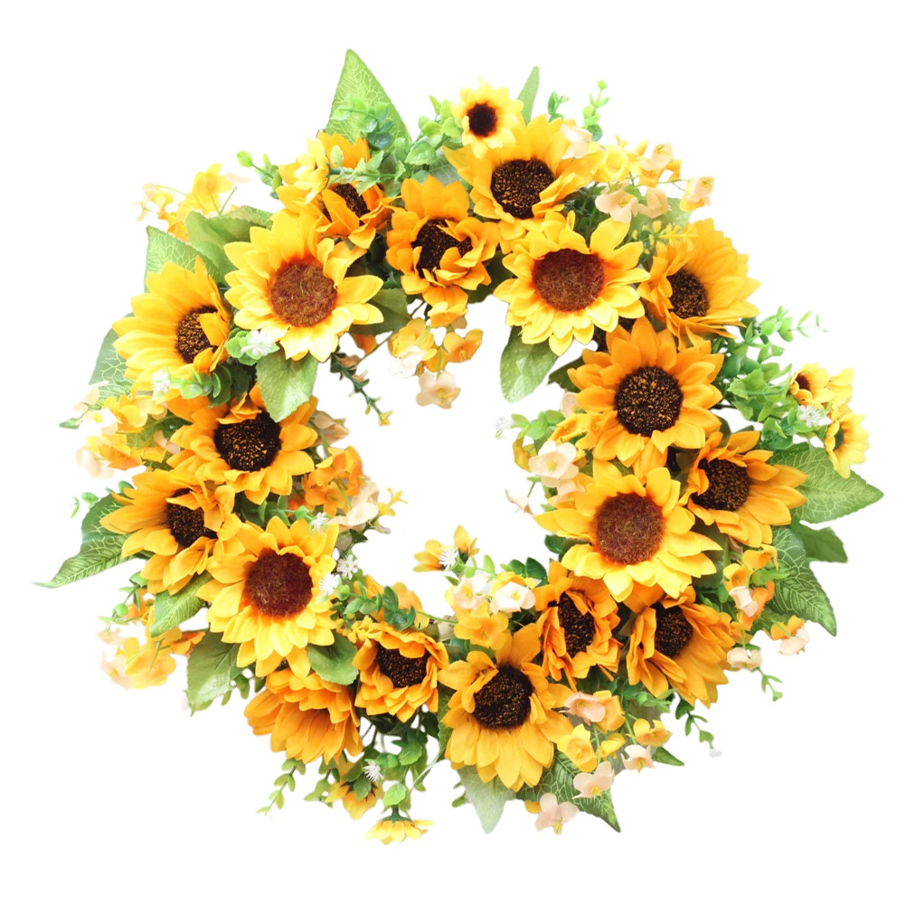 

Artificial Sunflower Wreath 40 Cm Thanksgiving Decorations Fake Garland Summer Holiday Family Floral Banquet Indoor Outdoor