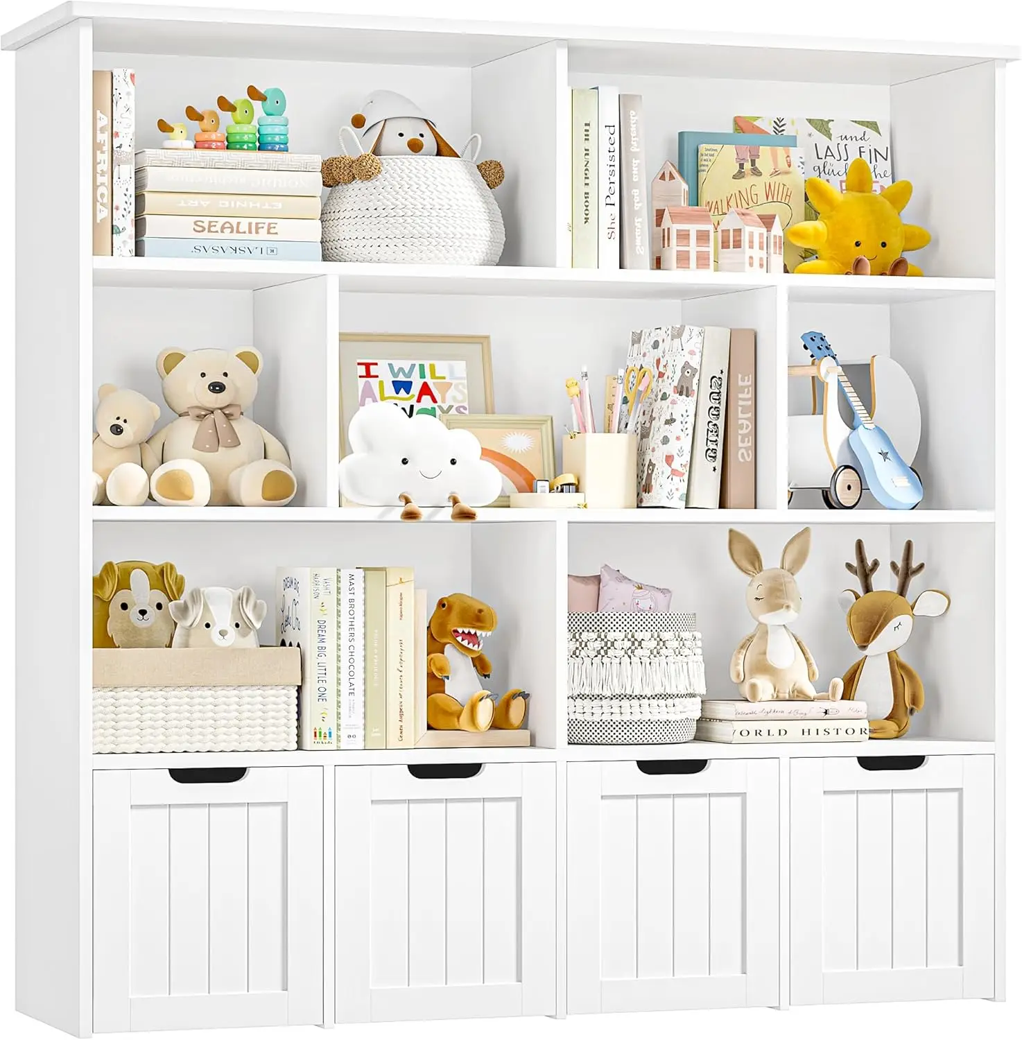 Kids Toy Storage Organizer with 4 Movable Chests & 7 Cubes, White