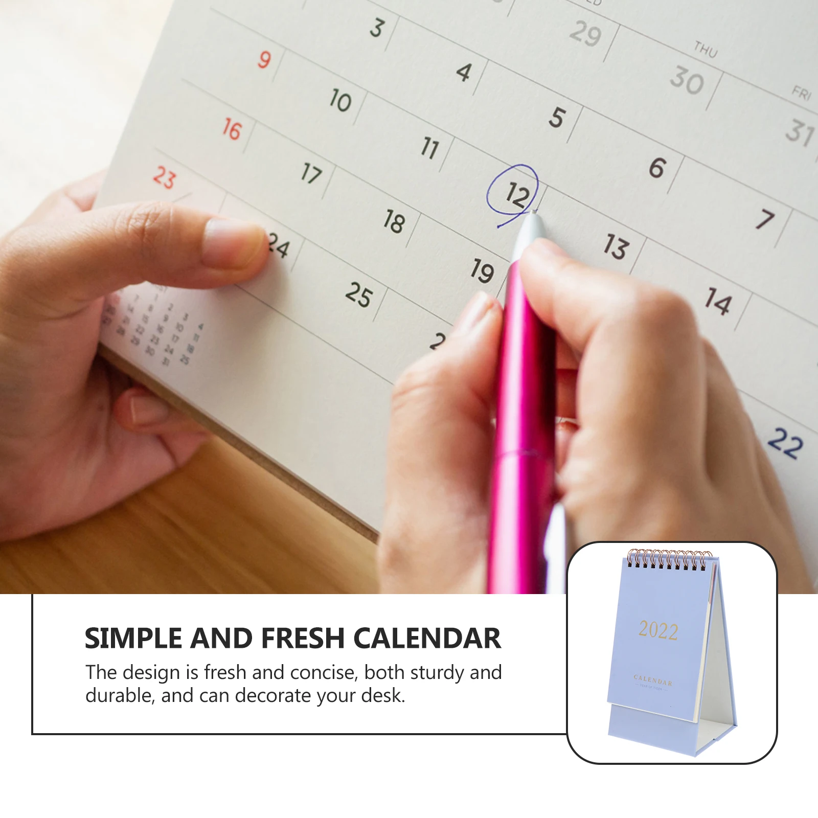 

1pc Mini Desk Calendar Foldable Triangular Structure Smooth Paper Office Calendar For Scheduling Writing Memos Fresh Design