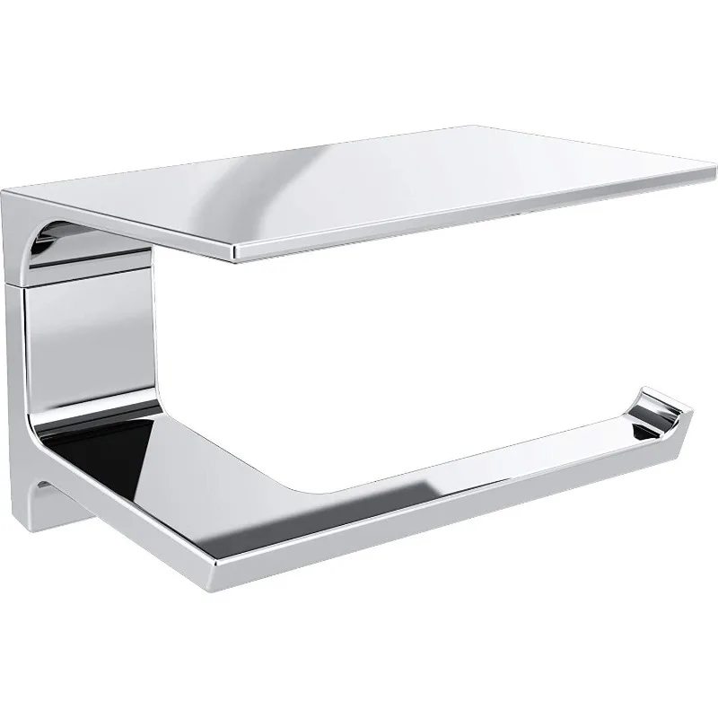 

Pivotal Wall Mounted Toilet Paper Holder with Shelf in Polished Chrome,Black Stainless