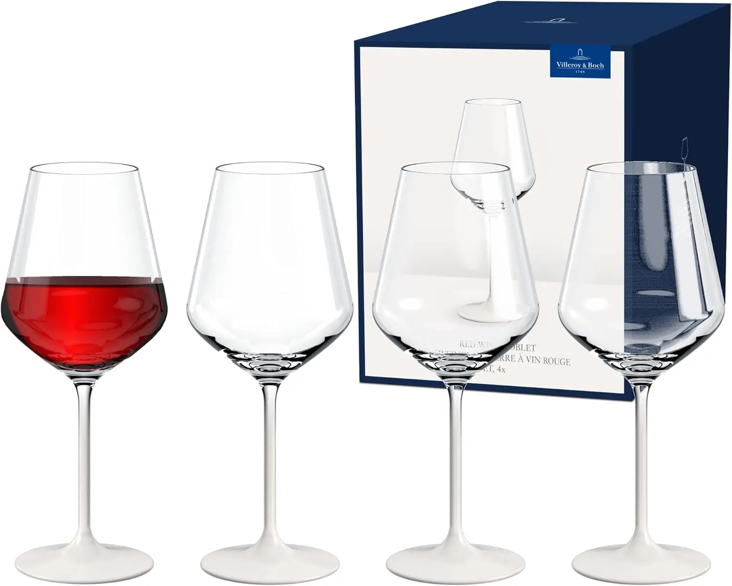 

- Manufacture Rock Blanc Red Wine Goblet Set, 4 pcs. Set of Drinking Glasses for Red Wine, 15.5 oz, Crystal Glass, Matte