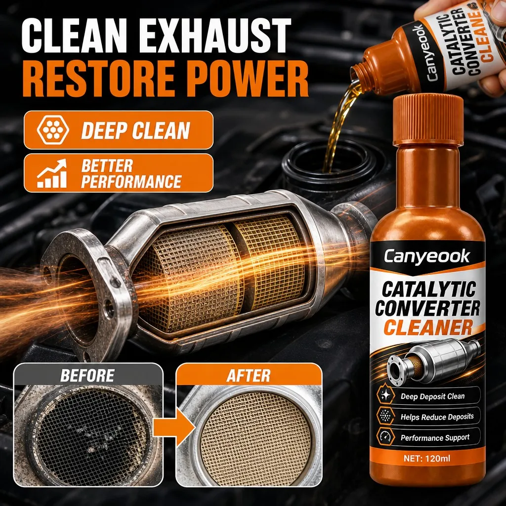 CANYEOOK 120ml Catalytic System Cleaner No Disassembly Easy DIY Pour into Tank Clean O2 Sensor Exhaust Parts