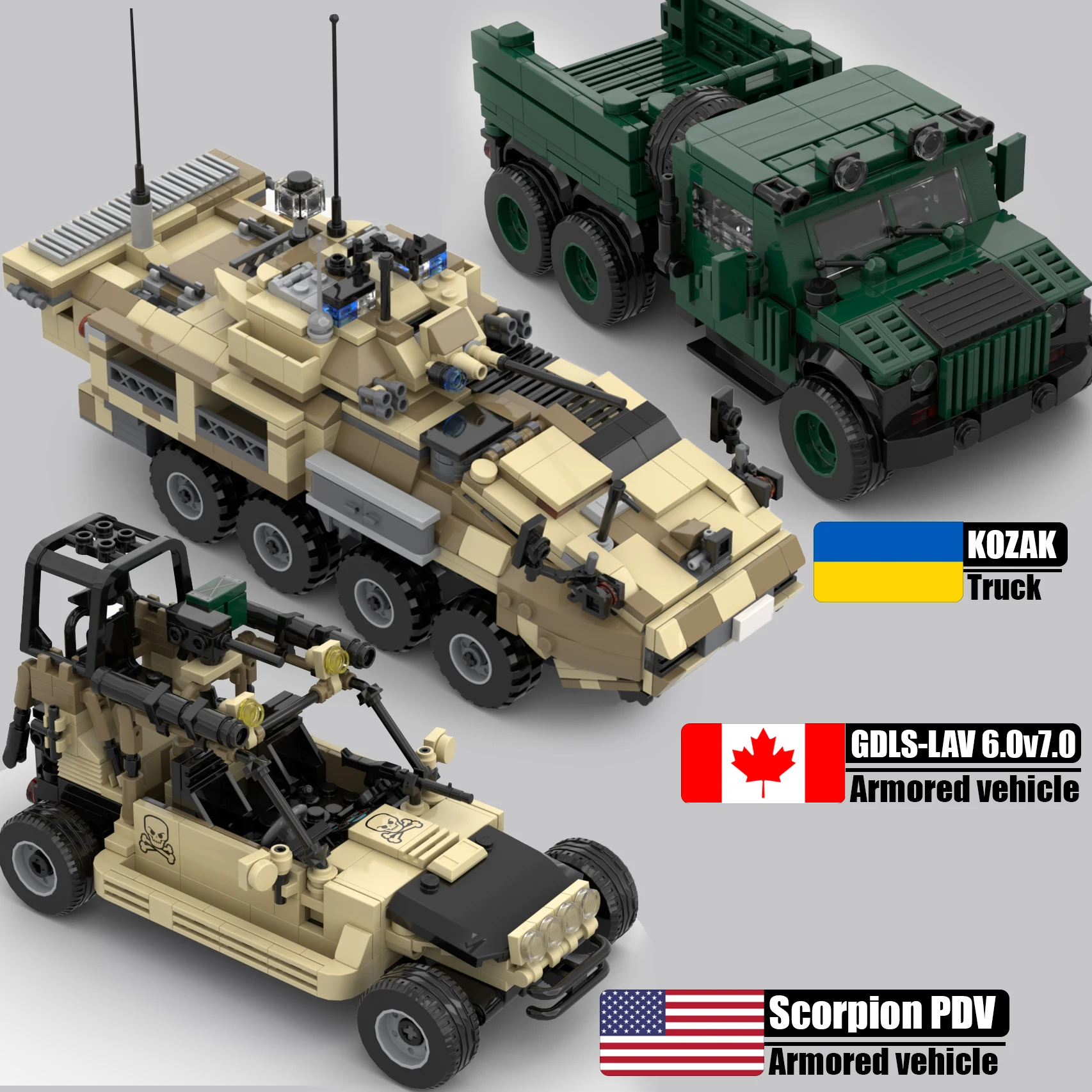 

MOC US Military Armored Vehicle Building Blocks Kit Rolling Thunder Desert Reconnaissance Truck Soldiers Army Carrier Bricks Toy